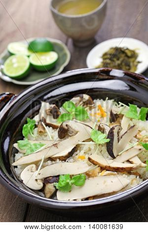 matsutake gohan, rice cooked with matsutake mushroom, japanese food