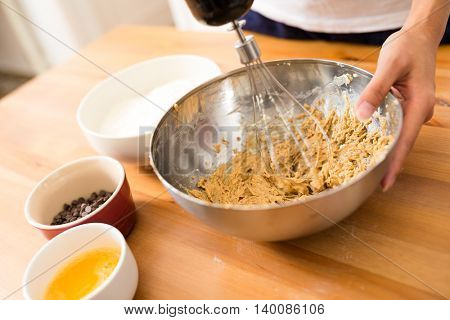 Mixing the paste for making cookies
