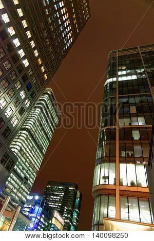 LONDON UK - JULY 1 2014: Canary Wharf located in West India Docks on Isle of Dogs once formed part of the busiest port in world. Now it is a major business district (1300000 sqm) in London.