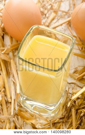 home made egg nog in a glass