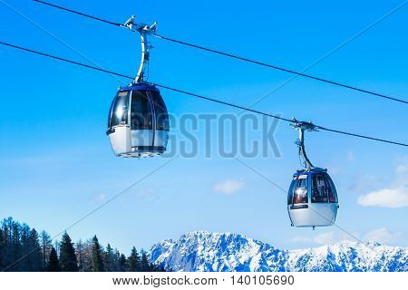 Calbe car in mountain ski resort Nassfeld, Austria.
