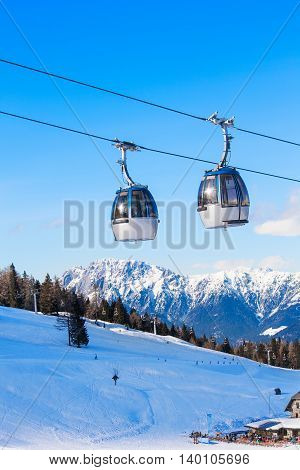 Calbe car in mountain ski resort Nassfeld, Austria.