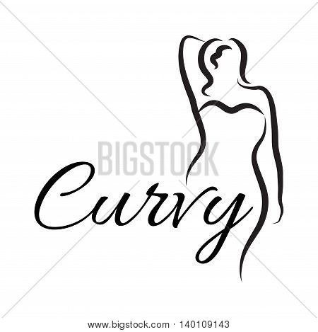 Logo plus size woman. Curvy woman symbol logo. Vector illustration