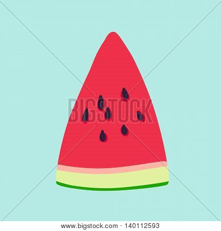 Sliced ripe watermelon on blue background. Vector illustration