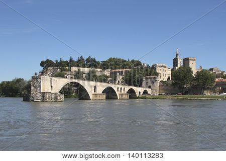 Famous bridge Saint Bénézet in the town of Avignon, France