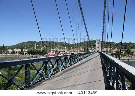 Bridge over Ardèche river at city Saint Martin, France