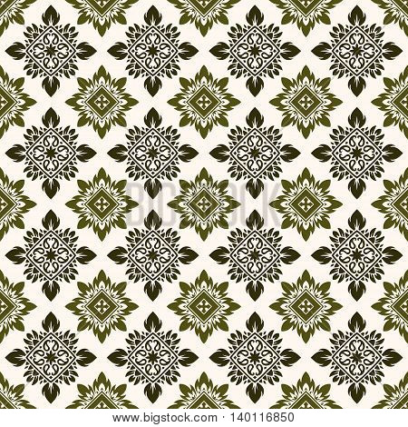 Seamless green pattern based on traditional Asian elements Paisley. Boho vintage style vector background. Best motive for print on fabric or papper.