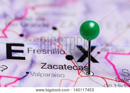 Zacatecas pinned on a map of Mexico