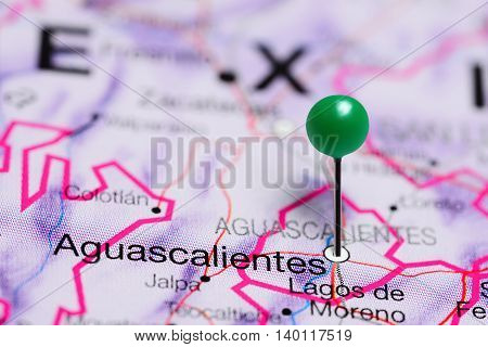 Aguascalientes pinned on a map of Mexico