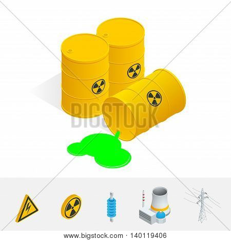 Debris Atomic Energy. Danger radiation. Flat 3d vector isometric illustration