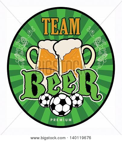 Label with beer mugs and the text Beer written inside, vector illustration