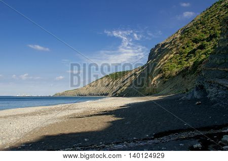 view of the unpopulated long beach mountains sea sky