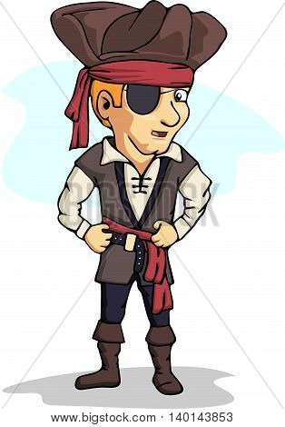 Vector illustration of a cute cartoon pirate
