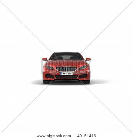 Brandless generic red car isolated on white background 3D Illustration