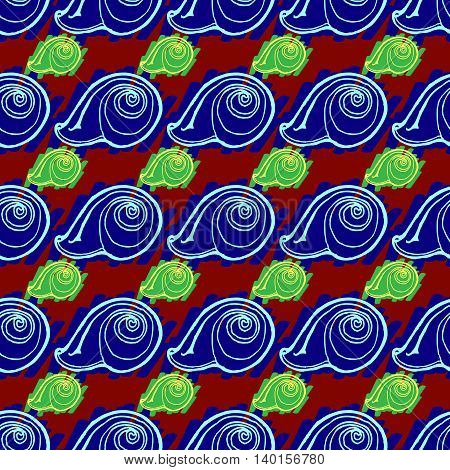 Doodles seashells colorful seamless pattern for background.
