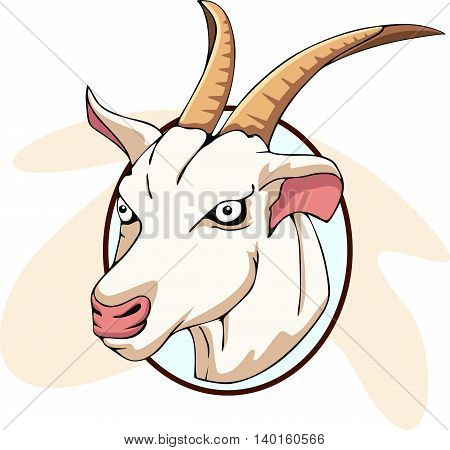 Vector illustration of Head Goat isolated on white background
