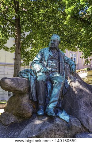 Statue of famous poet and writer Adalbert Stifter in Linz, Austria