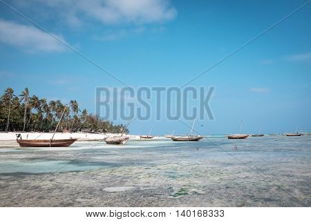 Exotic tropic vacation on sea paradise beach palms