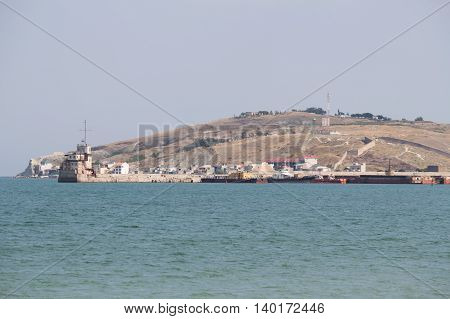 Seaport on the Black Sea in Crimea. Evening