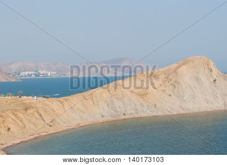 Mountain coastline evening in Crimea. Black sea