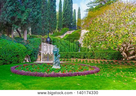 The Bahai Gardens famous for the perfect landscape design and amazing views Haifa Israel.