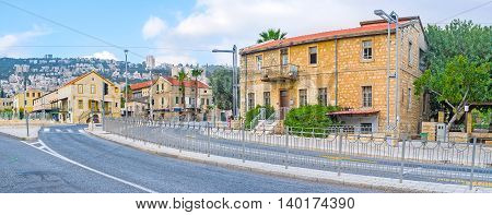 The Boulevard of Ben Gurion is the central city streets with numerous tourist attractions Haifa Israel.