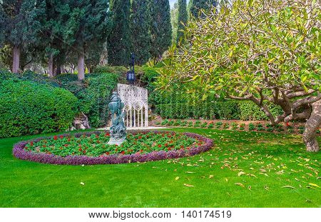 The lazy walk among the beauty of Bahai Gardens Haifa Israel.