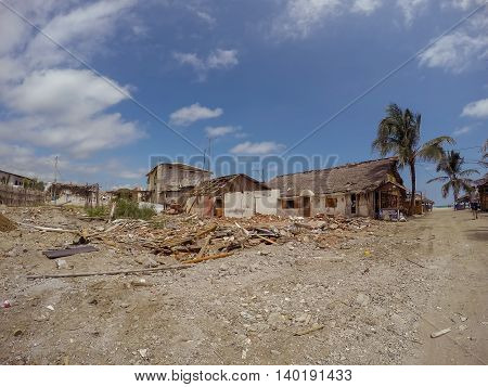 Manabi - 04 May 2016: Coast Cities Destroyed By The Massive Earthquake That Shook Ecuador South America In April 16 Th 2016 In Manabi On May 04 2016