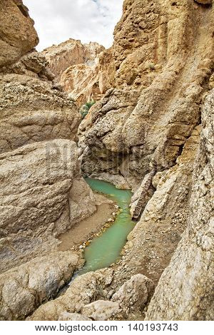 Gorge in the mountains of Atla in Tunisia, Africa