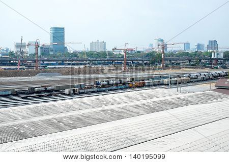Underconstruction Railway With City Building Background ,landscape Of City View
