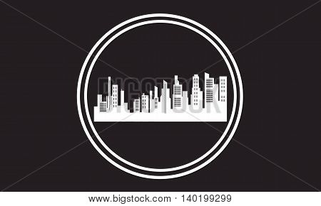 Stock city icon silhouettes vector art illustration