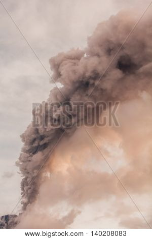 Tungurahua Volcano Powerful Explosion In Ecuador February 2016 At Sunset