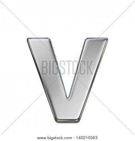 Chrome solid alphabet isolated on white - v lovercase letter