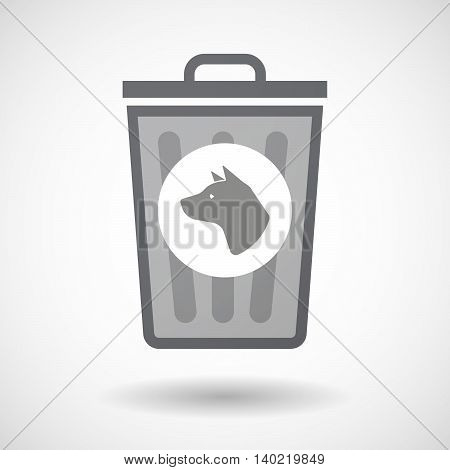Isolated Trash Can Icon With  A Dog Head