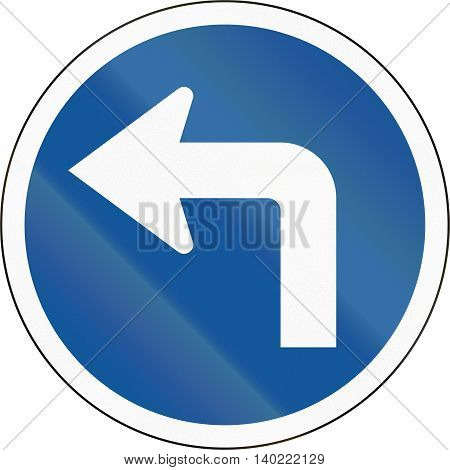 Road Sign Used In The African Country Of Botswana - Turn Left Ahead