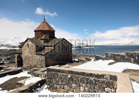 Ancient monastery Sevanavank on Lake Sevan, Armenia. Was founded in year 874.