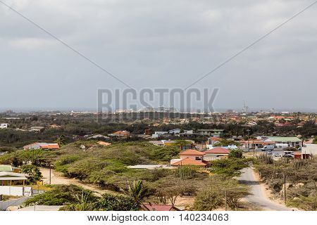 Colorful houses on the arid yet tropical island of Aruba