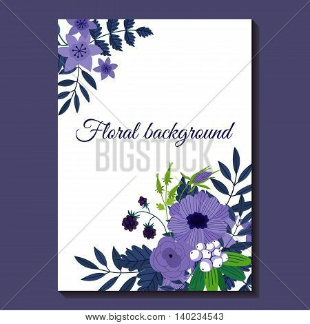 Flower invintation template. Greeting card. Flowers invitation design template to celebration with flower decoration vector illustration. Vintage flowers in modern style. Flowers card for romantic and wedding design. Flowers background. Card with flowers.