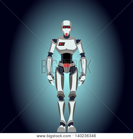 vector illustration of a robot in the spotlight