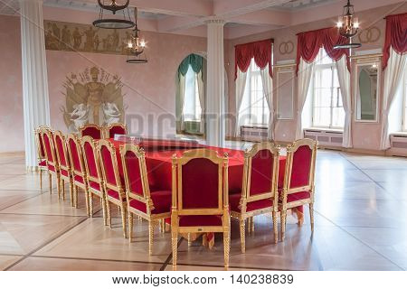St. Petersburg, Russia-aprel 24 2016: Big Hall Lyceum In Pushkin.
