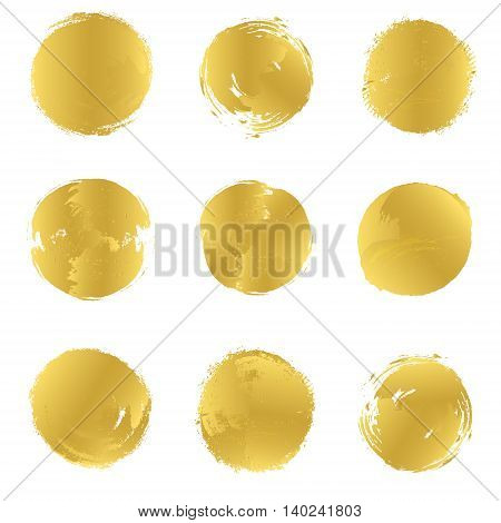 Set of purely vector light golden stains design. Print or pattern gold brush painted elements for diary album fillers