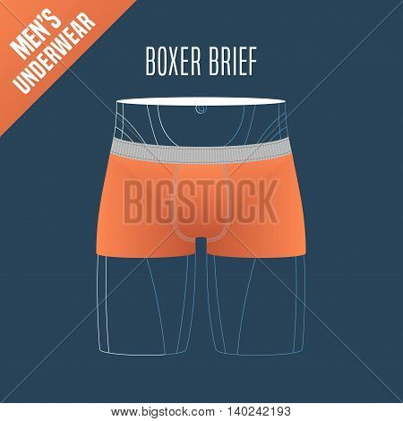 Men's underwear vector illustration. Design element for boxer brief boxers male underwear model for poster flyer display in retail store