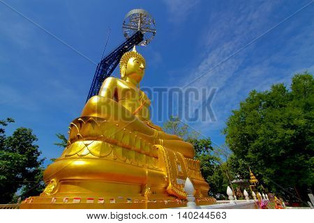 the Suphatthara Bophit Buddha at Khao Kradong Forest Park in Buriram ProvinceTHAILAND.