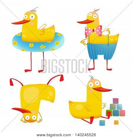 Birdie animal cartoon fun play adorable kids illustration. Transparent background EPS10 vector.