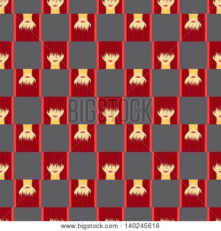 Colorful stylized girl with face covered long bangs. Noface woman seamless pattern.