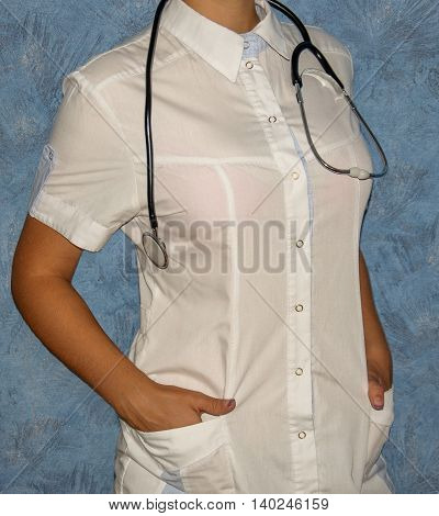 Doctor with phonendoscope . Young specialist. Medicine.