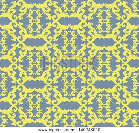 Vintage Acanthus leaves pattern ornament background. Abstract Floral neoclassic ornament pattern background. Vintage pattern in yellow color