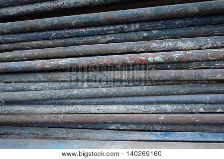 Old construction steel in streen road thai