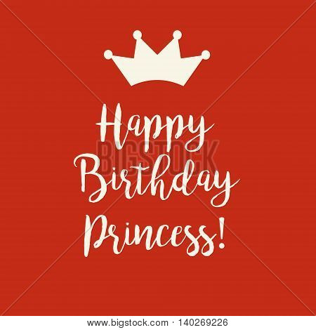 Cute Happy Birthday Cutie Pie card with a text and a princess crown on a redbackground.