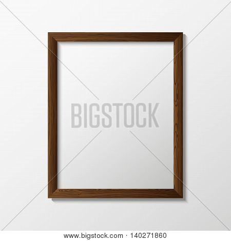 Vector illustration with the image and the object of the wooden frame, the empty frame for the illustrations inside. Frame for design. Frame in the style of photorealism.